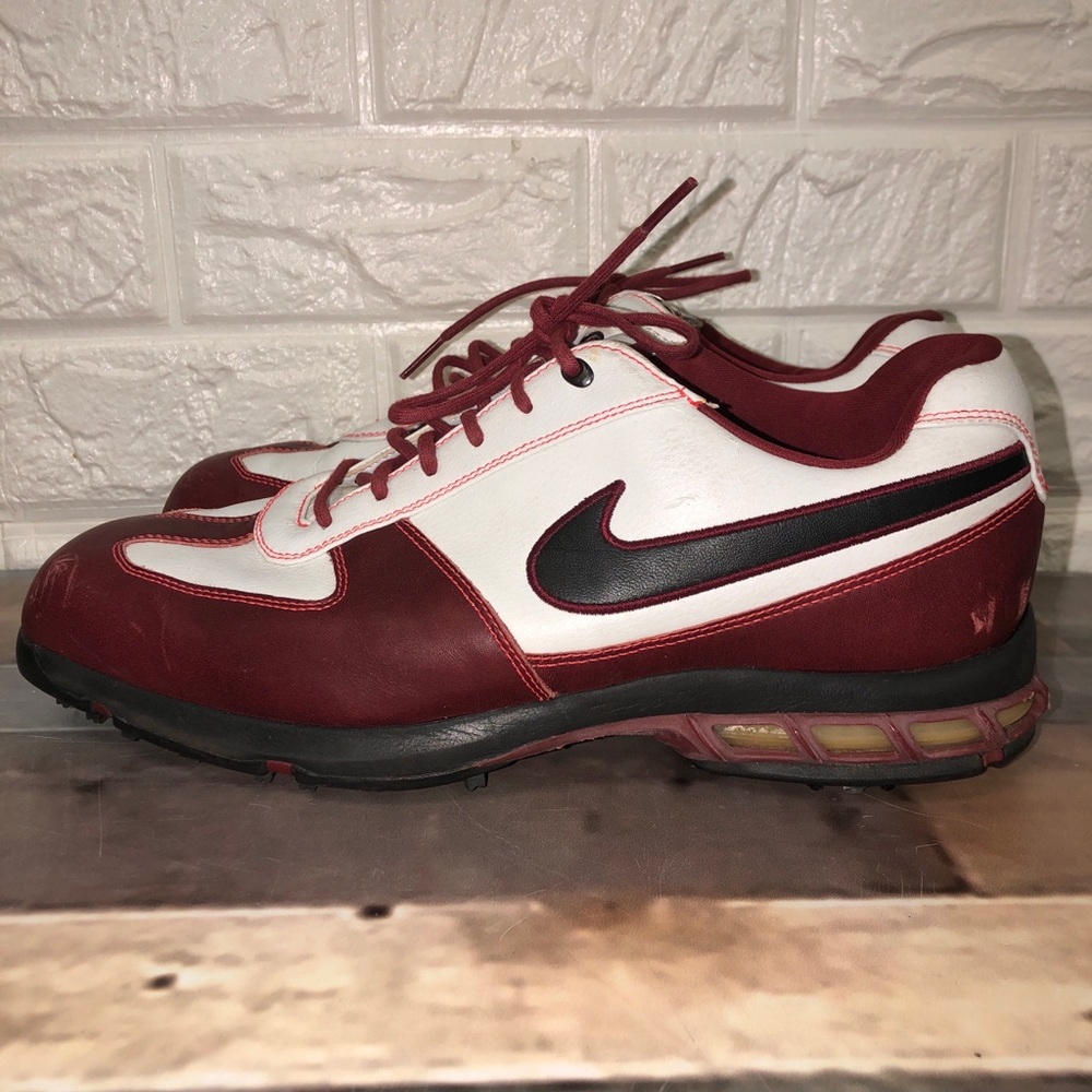 NIKE AIR TOUR TW Men’s GOLF‎ SHOES Size 9.5 White/Burgundy 315598-106 Leather
